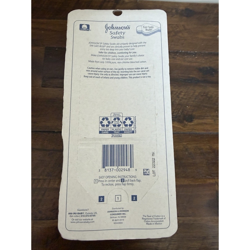 Johnson's Safety Swabs 100% Pure Cotton, 185 Count Discontinued New In Box - Picture 5 of 7